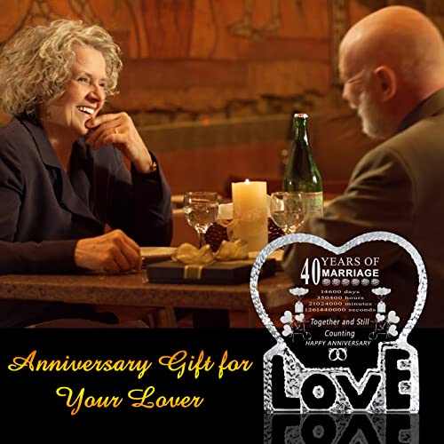40 Year 40Th Wedding Anniversary Gift Laser Crystal Heart Marriage Keepsake Decoration For Couple Friends Women Man Mom Dad Parents Him Her Husband Wife #TOP5