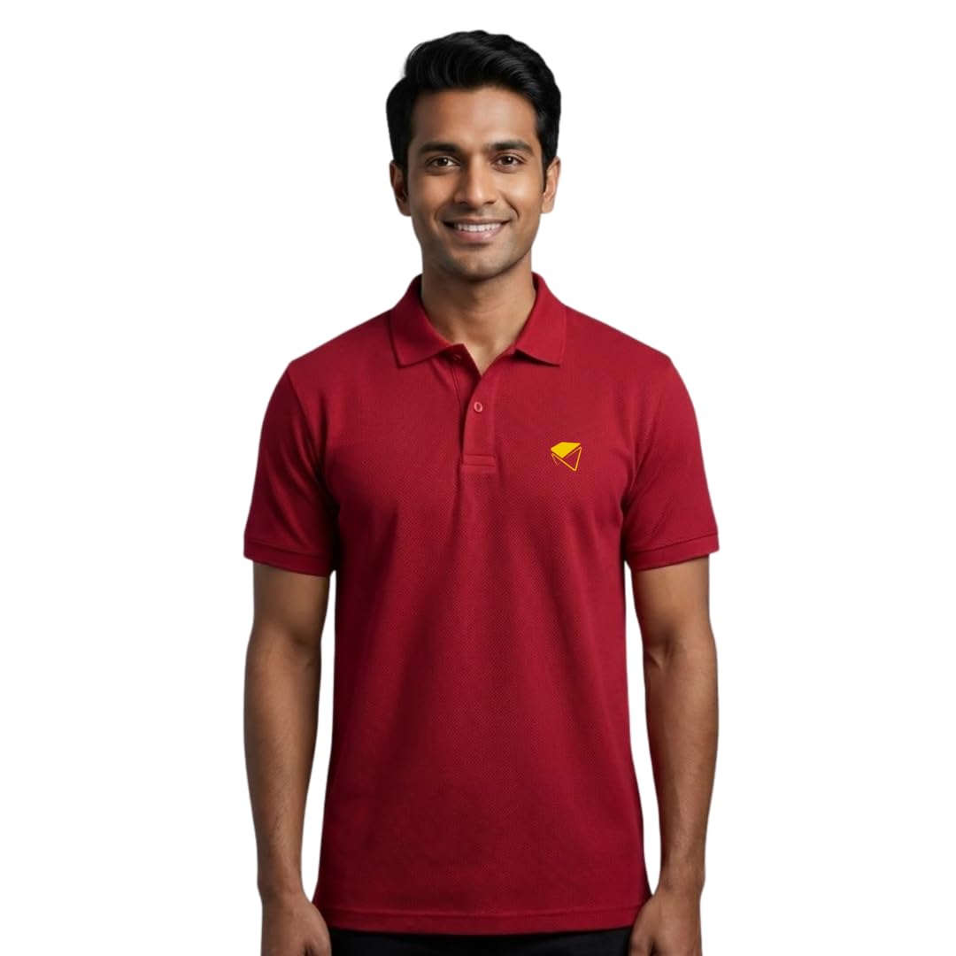 Men's Cotton Rich Solid Polo Tshirt, Collar Tshirts, Half Sleeves, Plain-Regular Fit, 240GSM, for Casual, Office