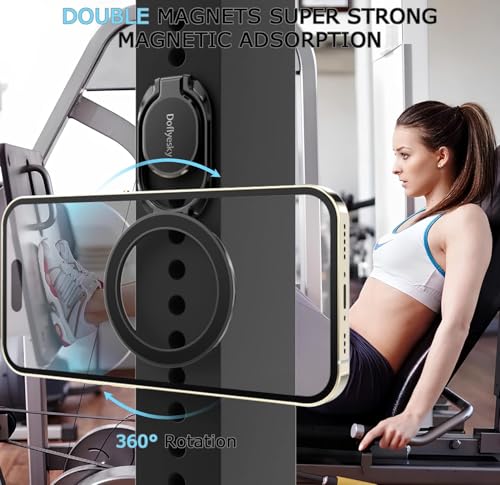 Image of Doflyesky Magnetic Phone Ring Holder for Magsafe Phone Grip, Double-Sided Magnetics Adjustable Gym Finger Ring Grip Kickstand, Removable Phone Grip, for iPhone, iPad and Smartphones(Brown)