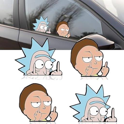 4 Pz Reflectantes Rick y Morty Pegatinas Para Coche, Moto, Ventanas, Familia, Cuadernos, Etc | Ya disponible en tu tienda friki favorita! En mundofriki.es!