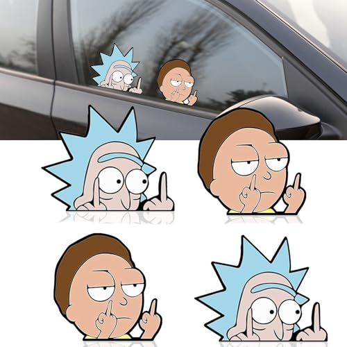 4 Pz Reflectantes Rick y Morty Pegatinas Para Coche, Moto,
