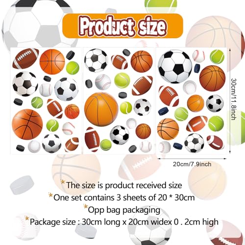 Glow in The Dark Basketball Football Sports Wall Decals,Glowing Luminous Boys Room Wall Stickers Removable self-Adhesive Baseball Decals for Kids Baby Boys Nursery Game Playroom Decoration