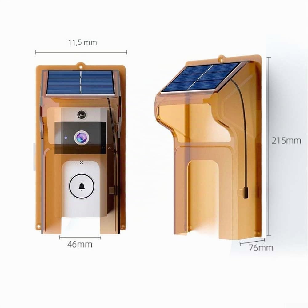 Sonnette de porte solaire sans fil avec couvercle étanche, vision nocturne, interphone bidirectionnel, caméra de sécurité extérieure pour la maison, le jardin, l'entrée (avec sonnette)
