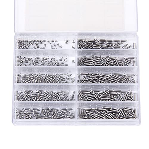 XLBH Kit 10 Tamaños Dia 1.2mm Reloj/Eyeeglass Tornillos de reparación Kit de reparación de Reloj - 1.6/2 / 2.5/3 / 3.5/4 / 4.5/5 / 5.5/6 Hardware