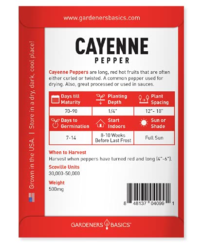Gardeners Basics, Cayenne Pepper Seeds for Planting Heirloom Non-GMO Cayenne Peppers Plant Seeds for Home Garden Vegetables Makes a Great Gift for Gardening - Image 2