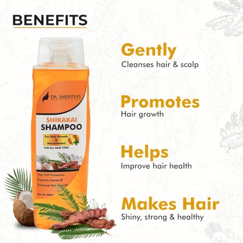 Image of Dr. Sakhiya's Shikakai Shampoo for Hair Growth & Nourishment Hair Fall Protection, Dandruff Control Makes Hair Shiny & Strong Suitable for All Hair Types 200ml