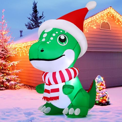 Roar Into The Holidays With A Festive T-Rex Inflatable