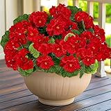 TURNMEON Artificial Geraniums Flowers for Outdoors Summer Decoration, 4 Bundles Fake Flowers Silk Red Flowers UV Resistant No Fade Faux Plants for Gardens Planter Patio Balcony Indoor Cemetery Decor
