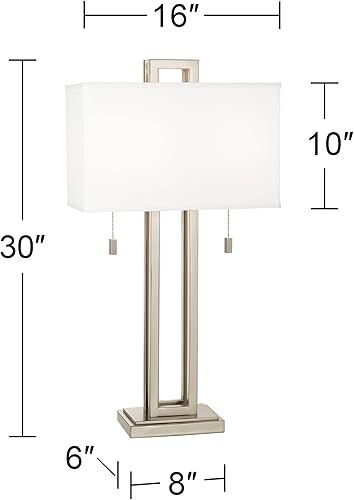 Miniatura 4 de Possini Euro Design Gossard - Juego de 2 lámparas rectangulares grandes y modernas de 30 pulgadas de alto, acabado de níquel cepillado, acabado de