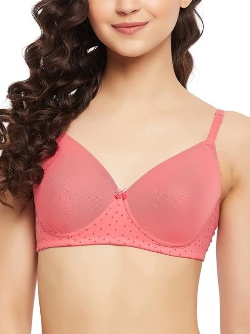 Women's Powernet Solid Padded Full Cup Wire Free T-Shirt Bra - Light Red