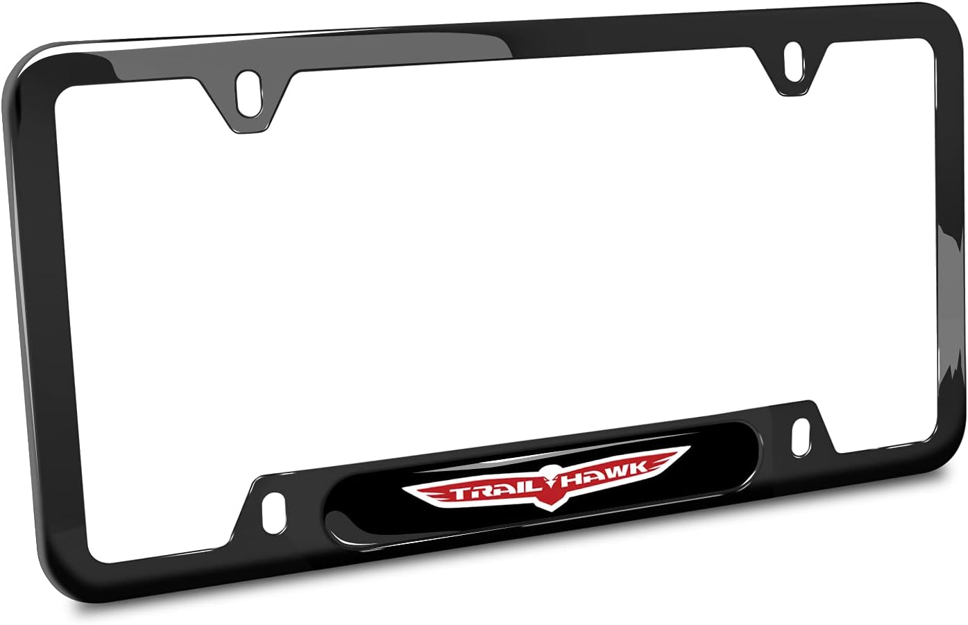 iPick Image Compatible with Jeep Trailhawk Black Insert Black 50 States Stainless Steel License Plate Frame