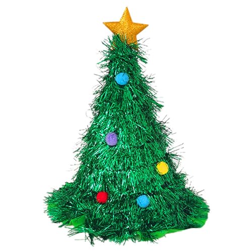 Duvcoywae Sombrero De Árbol De Navidad, Sombrero Verde Con Pompones De Colores, Accesorio De Disfraz Gorros Novedosos Para Suministros Para Fiestas Festivas