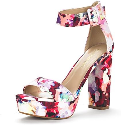 DREAM PAIRS Women's Hi-Lo Floral High Heel Platform Pump Sandals - 5.5 M US