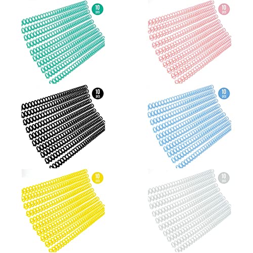 DJNCIA Stark 10x 30 Löcher lose Bindemittel Ringbindung Rindsstücken Combs 85 Blätter Kapazität for DIY. Papier-Notebook-Album-Büro-Schulbedarf für Firmenbüros (Color : 60 pcs for 6 Colors) Cover