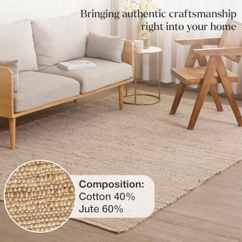 Tapete artesanal HOMEMONDE 8x10 ft de Yute y Algodón miniatura 5