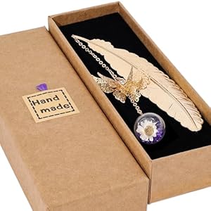 Toirxarn Metal Feather Bookmark with Butterfly Charm – Christmas Gifts for Women, Mom, Teachers, Book Lovers – Stocking Stuffers, Secret Santa, Birthday & Holiday Gift Box
