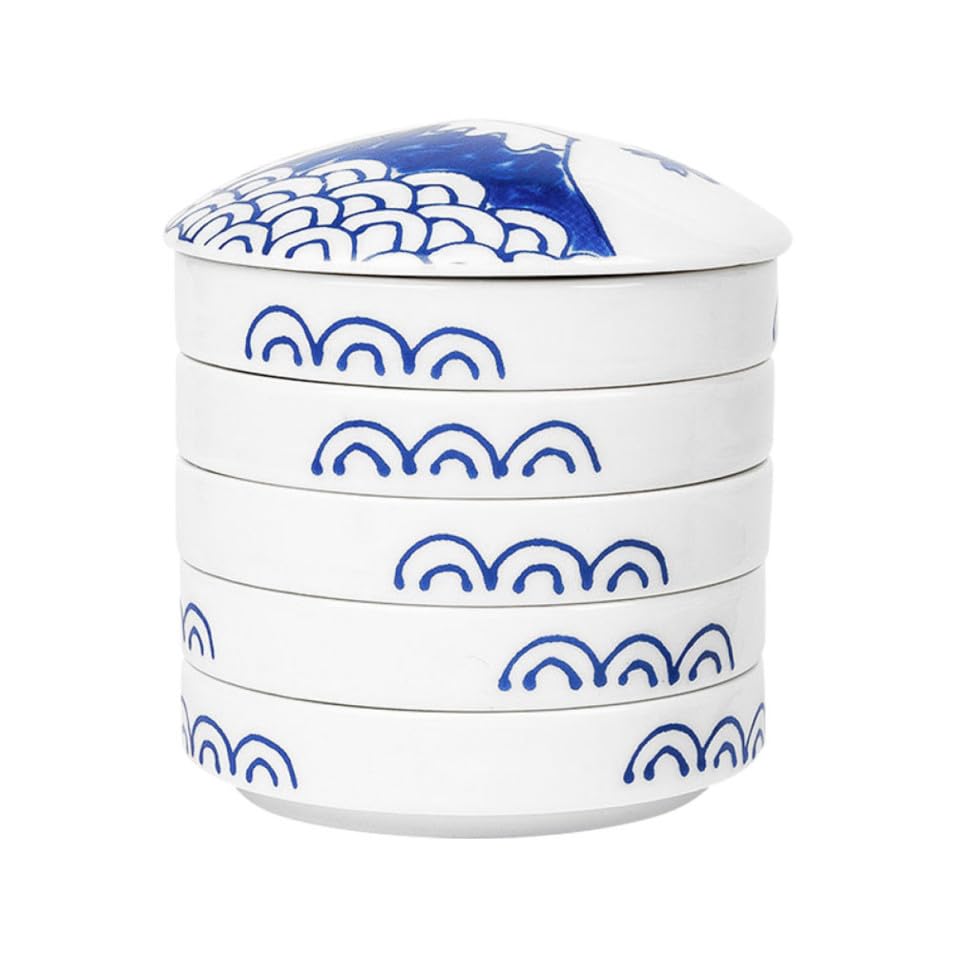 Paleta de pintura cerámica azul redonda multicapa portátil