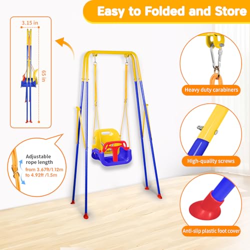 Image of 4 in 1 Toddler Swing Set & Baby Jumper, Foldable Swing Set for Backyard
