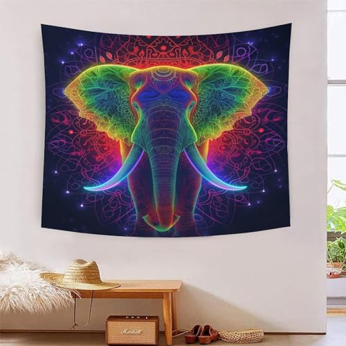 Tapisserie Éléphants 3D VZOMANLEX au rendu visuel haut de gamme pour textile mural de salon