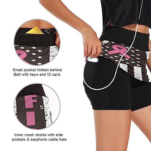 ODAWA Saias esportivas femininas leves de conscientização do câncer de mama saias de golfe tênis sho