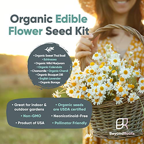 100-Edible-Flower-Seeds-for-Planting-Certified-Organic-Seeds-9-Flower-Garden-Non-GMO-Plant-Seed-Packets-Plant-Markers-Lavender-Echinacea-Calendula-Borage-Wildflower-Chamomile-Thai-Basil 100-Edible-Flower-Seeds-for-Planting-Certified-Organic-Seeds-9-Flower-Garden-Non-GMO-Plant-Seed-Packets-Plant-Markers-Lavender-Echinacea-Calendula-Borage-Wildflower-Chamomile-Thai-Basil