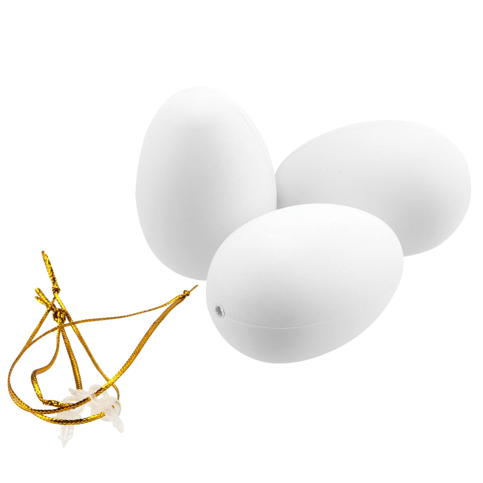 Œufs de Pâques décoratifs en plastique - Lot de 60 - Blanc - 6 x 4 cm - À suspendre