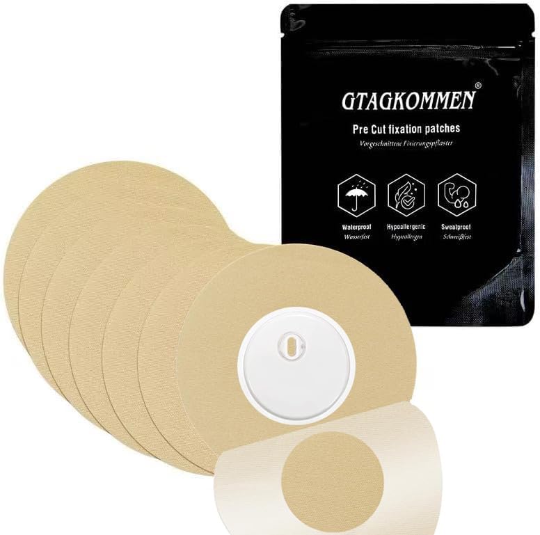 Paquete de 40 vendajes Freestyle para cubiertas de sensor Libre 3, impermeables, con 14 días de duración, parches adhesivos CGM sin agujero, sin pegamento ni agujeros en el centro, color beige.