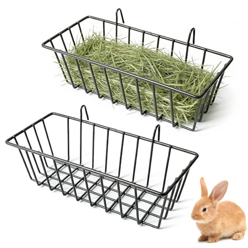Rudfovn 2 Pcs Rabbit Hay Feeder Rack 23 cm x 10 cm x 8 cm Metal Hanging Guinea Pig Hay Feeder Rack