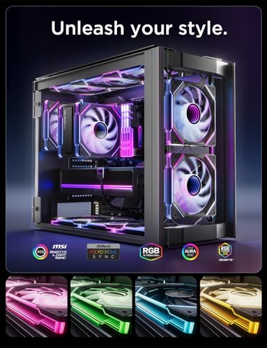 Image of AsiaHorse Amici 140mm ARGB PC Case Fan, HDB Bearing Fan with ARGB Lighting, Fan Speeds Up to 2000 RPM, Compatible with Motherboard Aura SYNC (Enhances PC Case Aesthetics)