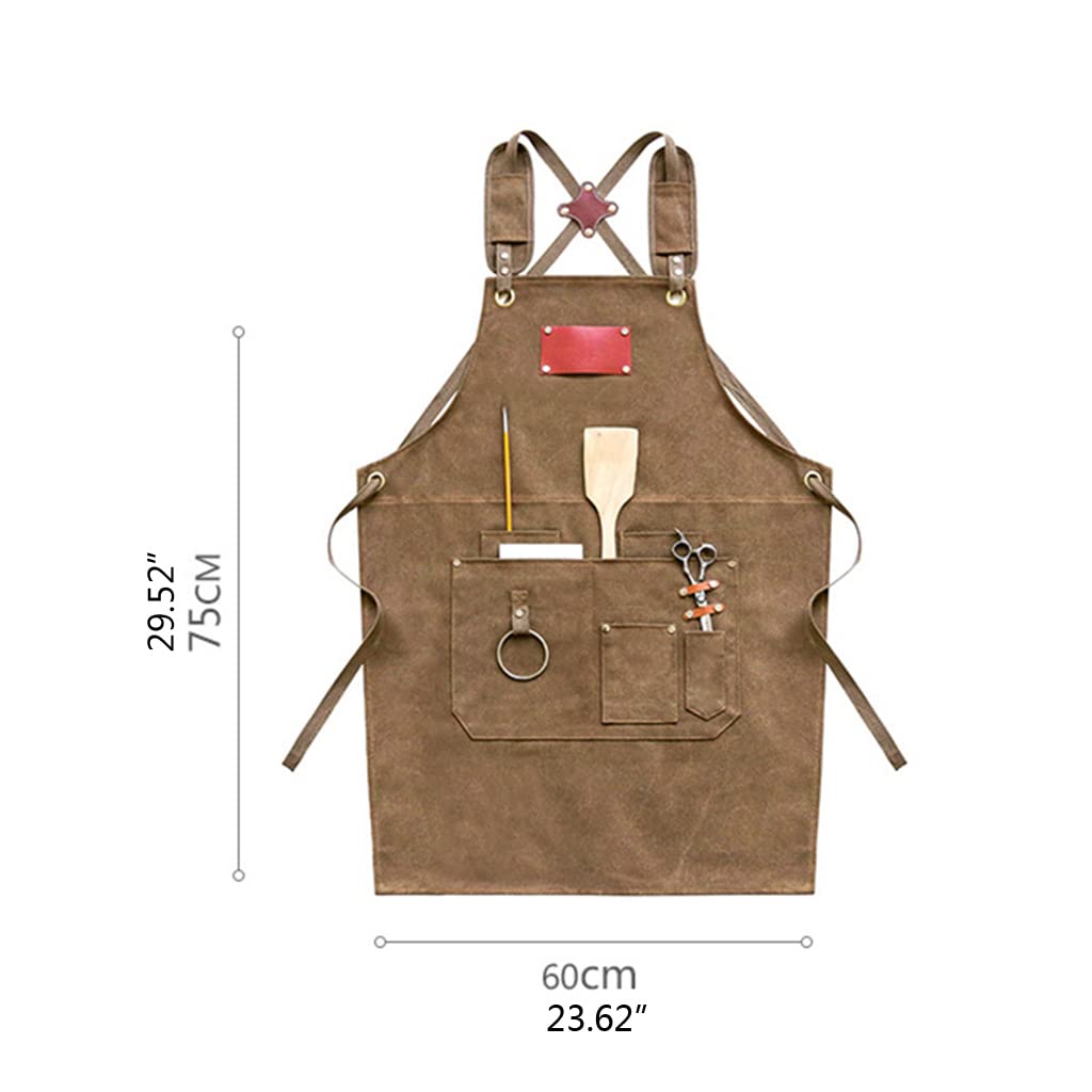 Delantales, Delantales de chef lona for hombre y mujer con bolsillos grandes correas ajustables