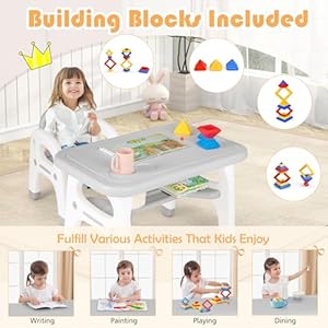 Honeyjoykidstableandchairsetdinosaurshapechildrenactivitytableand1chairforartcraftbuildingblocks2piecetoddlerfurnituresetfordaycareplayroomgiftforboysgirlsgray Urban Country Home Decor Honey joy kids table and chair set dinosaur shape children activity table and 1 chair for art craft building blocks 2 piece toddler furniture set for daycare playroom gift for boys girls gray urban country home decor