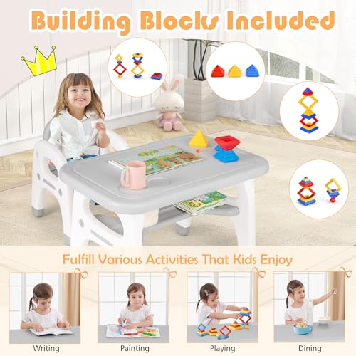 Honeyjoykidstableandchairsetdinosaurshapechildrenactivitytableand1chairforartcraftbuildingblocks2piecetoddlerfurnituresetfordaycareplayroomgiftforboysgirlsgray Urban Country Home Decor Honey joy kids table and chair set dinosaur shape children activity table and 1 chair for art craft building blocks 2 piece toddler furniture set for daycare playroom gift for boys girls gray urban country home decor