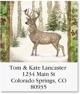 Christmas Pine Square Return Address Labels - Set of 144 1-1/2" x 1-3/4" Self-Adhesive, Flat-Sheet Labels