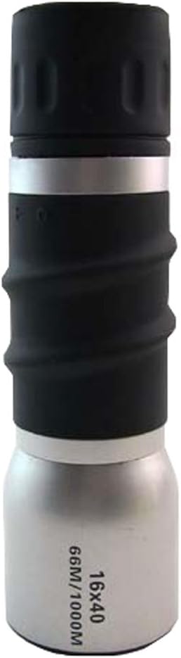 TOMO 16x40 Portable Metal Optical Telescope Monocular for Hunting Camping Golf Hiking Fishing Bird Watching, Non-Slip Grip, Roof Prism Waterproof Fogproof, Bright and Clear Range of View, Compact and Lightweight Portable Design, Glimmer HD Day and Night Vision Scope, 16X Monocular Zoom to See Things 16X Closer, Steady Viewing, Optics Zoom Scalable Telescopic 66m/ 1000m, Black Silver