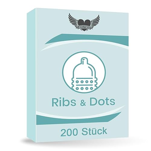 Condoms with Strong Nubs and Ribs - Pack of 200, 52 mm - Real Feel, Extra Thin, Extra Lubricating Film Lovelyness