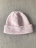  Baby Strickmütze 100% Wolle (Merino) für Neugeborene/Babys/Frühchen 0-2 Monate, Taufmütze rosa