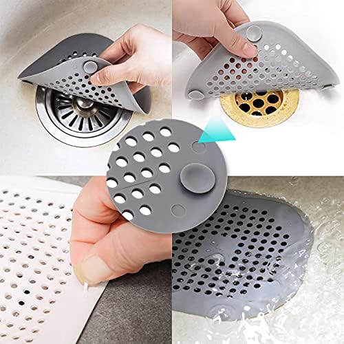 BLBK 2 Pcs Sink Strainer Protector,Silicone Shower Drain Covers with Scuker,Bath Plug Hair Trap,Shower Drain Hair Catcher Stopper, Strainer Plug Trap Filter for Bathroom, Bathtub, Kitchen