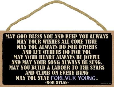 SJT ENTERPRISES, INC. Bob Dylan - May God Bless You and Keep You Always 5" x 10" Primitive Wood Plaque, Sign (SJT94874)