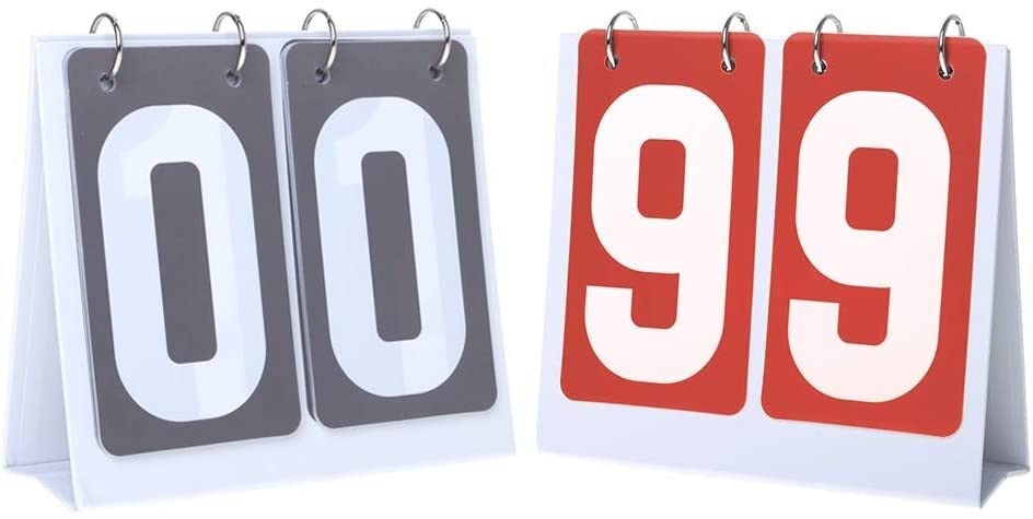 Tableau de bord portable multi sports ELzEy 2 flip avec marqueur de score gris et rouge