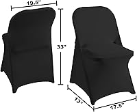 Vista 5 de magalo Paquete de 12 fundas para sillas plegables de elastano negro, impermeables, elásticas, para bodas, fiestas, banquetes de comedor y otros