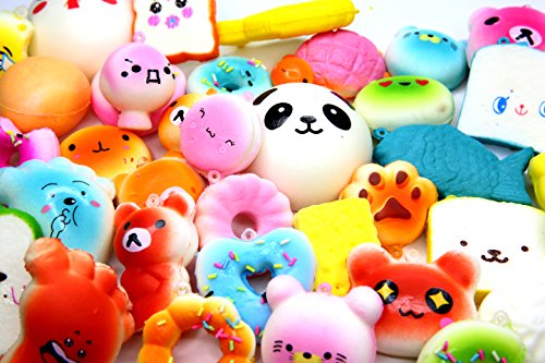 CloverTale 20 Pack Squishy Toy Jumbo Food Squishise Cat Hamburgers Cream Scented Slow Rising Squishies Charms, Kid Toy, Lovely Toy Stress Relief Toy Cell Phone Straps Key Chains Stress Relief toy - Thumbnail 4