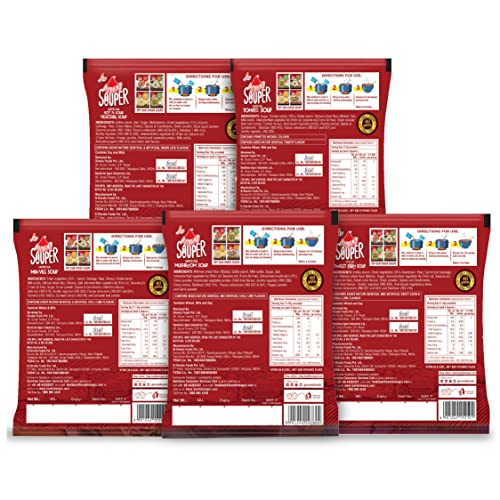 Image of Bambino Soups Combo - (5 Pieces) Contains Tomato (1packet-50gms), Hot N Sour - (1 packet-40gms), Sweet Corn - (1 packet-45gms), Mushroom (1packet-45gms), Mix-Veg (1packet-45gms)