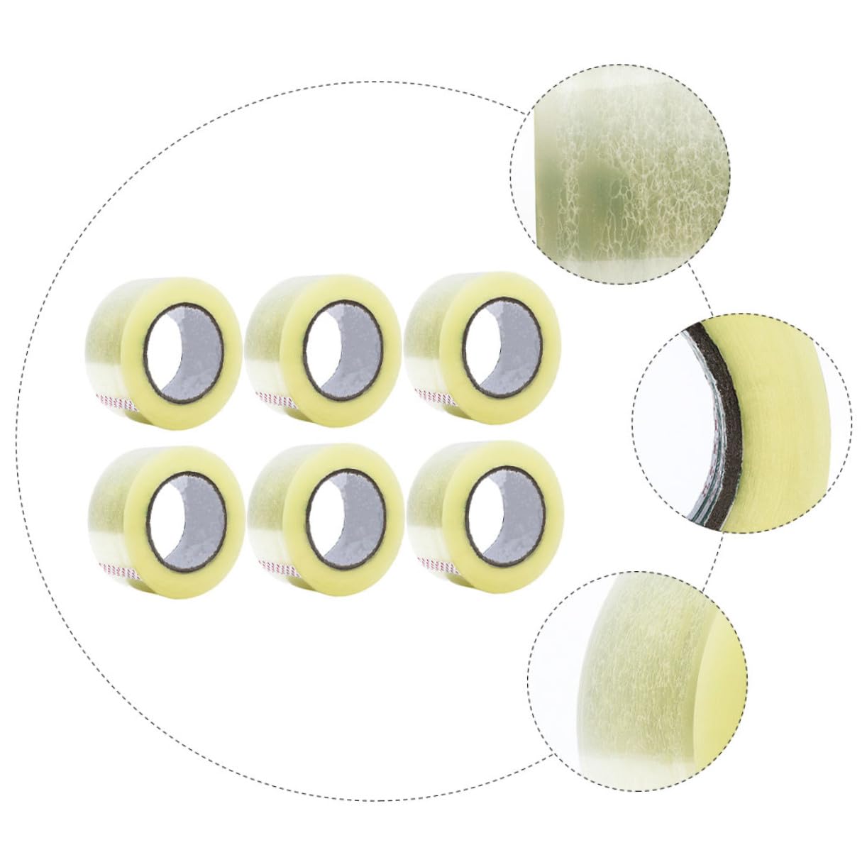 6 rouleaux Ruban Adhésif Transparent Lot de Bande Adhésive Forte et Silencieuse pour Emballage Colis et Scellage Carton