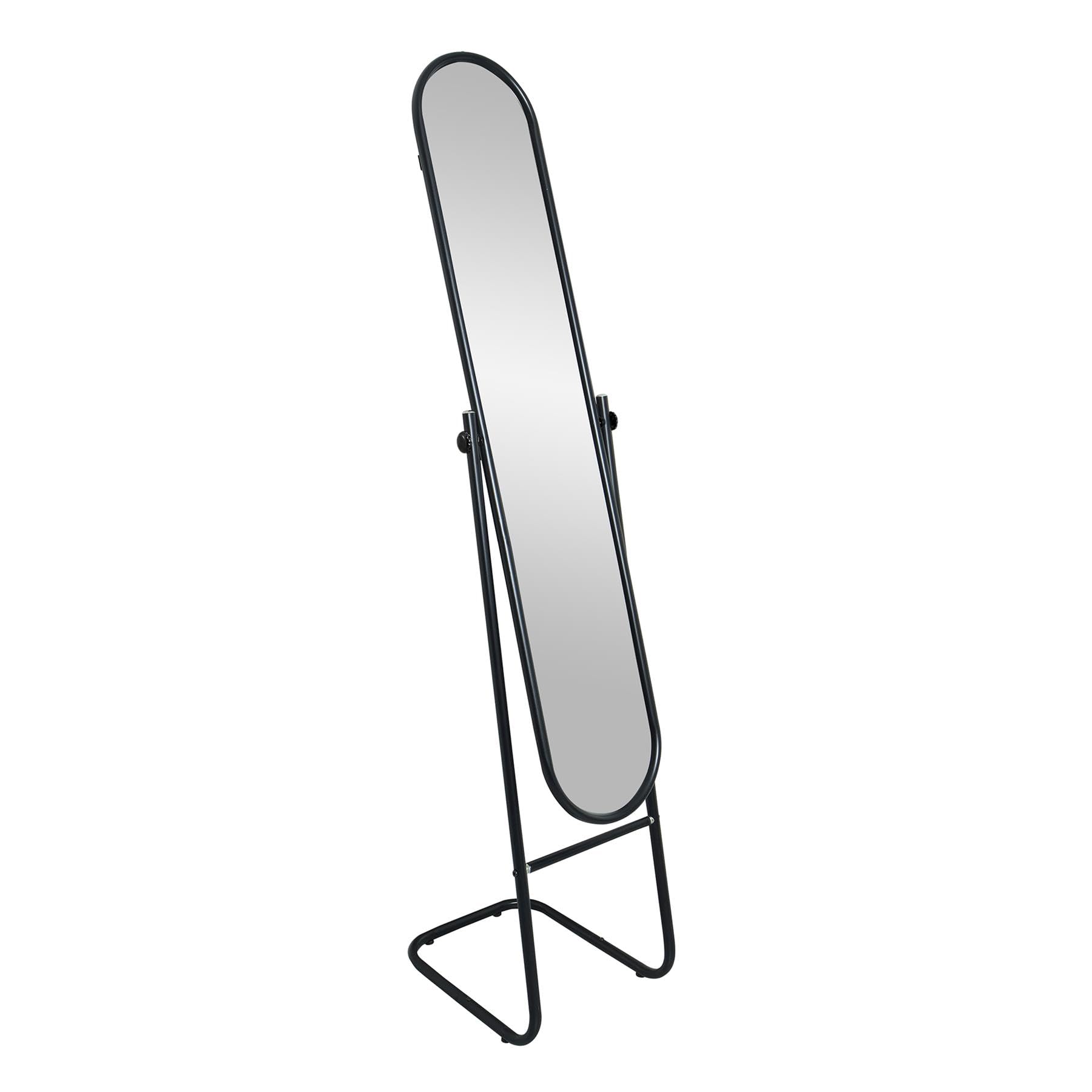 TinyTimes Miroir pleine longueur Miroir de sol irrégulier ondulé Grand miroir mural à suspendre pour chambre à coucher, salon, cadre en bois flanelle, blanc, 160 x 61 cm