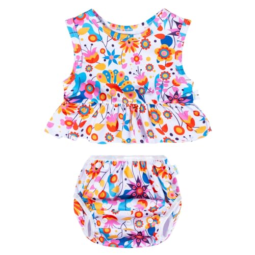 Image of babygoal Baby Girl Swimsuits with Reusable Swim Diaper 2-Piece, Tankini Bathing Suit Swimwear for Infant and Toddler