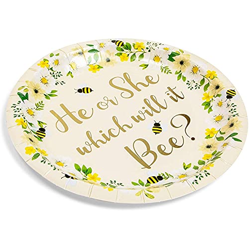 Bee Paper Plates For Gender Reveal Party (7 In, 48 Pack) #TOP4