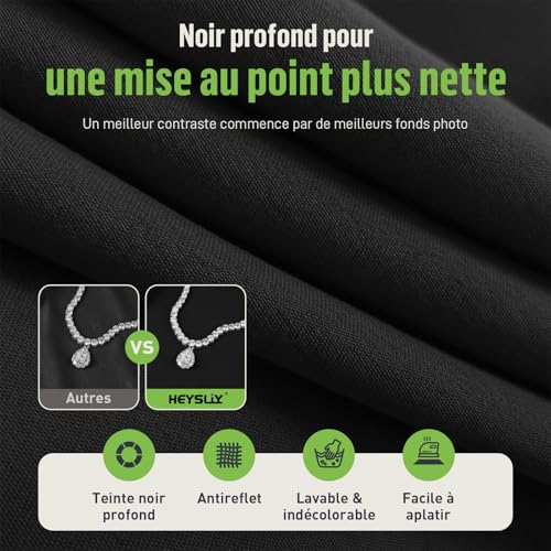 Kit support de fond photo noir 2x2m avec pinces de studio - 5