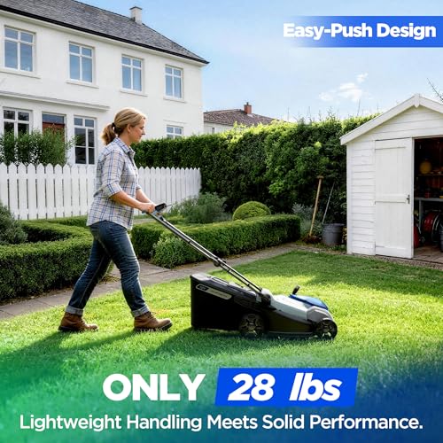 Image of 18-Inch Electric Lawn Mower, 40V Self-Propelled Cordless Lawn Mower with 4.0Ah Battery & Charger, Brushless Motor, 2-in-1 Mulching & Bagging, 6-Position Height Adjustment, for Small to Medium Yards