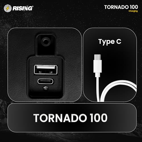 Image of RISING Tornado 100 Rechargeable LED Searchlight | 10W LED | 6000mAh Battery | 5 Lighting Modes | Emergency Side Light | USB-C Charging with Power Bank Option | Long-Range Visibility