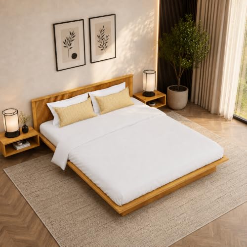 Image of Bniture Modern Low Height King Size Bed Without Storage | Engineered Wood Platform Bed Headboard | Bed King Size Wooden Cot Double Bed for Bedroom 3 Year Warranty (Giant Wood)